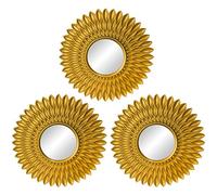 BUBEFSKD Espejo dorado para decoración de pared conjunto de 3 adornos colgantes Art Supplies espejo de pared de oro