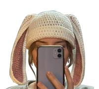 BUBEFSKD Gorro de ganchillo hecho a mano para adolescentes Y2K oreja de conejo punto señora invierno cálido fiesta de Año Nuevo gótico, b, Talla única