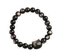 BUBEFSKD Head Stretch Brazaletes Pulseras Perlas Negras Cadena de Mano Unisex Brazalete Joyería Aniversario Cumpleaños Regalo Elegante Accesorio, 8MM, como se describe