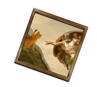 BUBEFSKD Impresión artística en miniatura de madera de moda con divertidos gatos como una obra de arte llamativa para regalo contemporáneo, decoración de madera