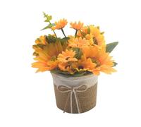 BUBEFSKD Jarrón de girasoles de imitación en macetas pequeñas para sala de estar, dormitorio o mesa de fiesta, decoraciones, flores amarillas artificiales, maceta, mesa de plantas, piezas centrales