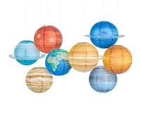 BUBEFSKD Juego de 8 decoraciones de Paper Planet Decors con temática de habitación única para fiestas de cumpleaños, decoración del sistema solar