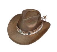 BUBEFSKD Juego de rol Sombrero de vaquero para adultos Widbrim Fedoras con Star Belts Roleplay Cowboy CarnivalParty Accesorios de disfraces Festival de música