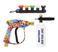 BUBEFSKD Limpiador de alta presión eléctrico profesional con 5 puntas de pulverización ajustables, conector universal M22 para limpiar múltiples superficies, trozos y máquina de limpieza de terrazas