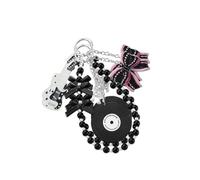 BUBEFSKD Llavero compacto, accesorio de bolsillo de moda para bolsos, mochilas con estrella de placa y notas musicales, llavero para festival de música, D