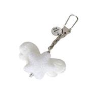 BUBEFSKD Llavero de estrella de peluche de moda con alas de ángel, accesorio de joyería suave al tacto, perfecto para dar a los adolescentes lindo llavero de peluche encanto, Blanco, Talla única