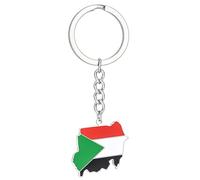 BUBEFSKD Mapa de Sudán Llavero para Mujeres Hombres Acero Oro Plata Bandera de Color Llavero Bolsa Accesorios Joyería Regalo Bandera Llavero, plata, Talla única