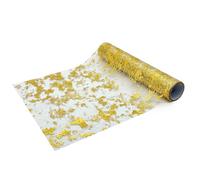 BUBEFSKD Mesa larga de papel dorado Runner color tela brillante mesa mesa para bodas y fiestas mantel mesa de Navidad
