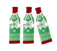 BUBEFSKD Paquete de 3 copos de nieve decorativos para botellas de vino, olas de vino para Navidad, decoración de joyas, tallador de punto, botellas de copo de nieve, suéter