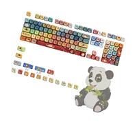 BUBEFSKD PBTs 125 Teclas Redondas Redness Panda Teclados Sublimación de Tintas Perfil OQO para Mxes Switches Gaming Teclado Mecánico Redondo Redness Panda