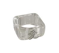 BUBEFSKD Plata Transparente Resina Acrílico Tallado Chino Palabra de Amor para Mujeres Hombres Coreano Diseño de Nicho de Tendencia Joyería Anillos de Amor Anillos de Resina de Plata Niñas Adultos