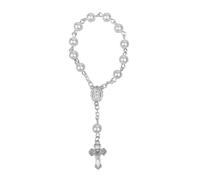 BUBEFSKD Pulsera De Cuentas Rosario Bautismo Perlas Rosarios Dedo Cadena Bautizo Comunión Regalo Joyería Cruzada Bautismo para Mujeres