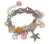 BUBEFSKD Pulseras para Mujeres Niñas Hermosa Estrella Colgante Charm Brazalete Cadena De Doble Capa Amante Regalo Joyería Dulce Botón Colorido Estrella para Mujeres Niña