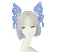 BUBEFSKD Velos de mariposa para el pelo con perlas barrocas, gótico, juego de rol, tocado para fiestas de disfraces, festivales, corona de elfos con alas