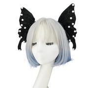 BUBEFSKD Velos de mariposa para el pelo con perlas barrocas, gótico, juego de rol, tocado para fiestas de disfraces, festivales, corona de elfos con alas