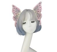 BUBEFSKD Velos de mariposa para el pelo con perlas barrocas, gótico, juego de rol, tocado para fiestas de disfraces, festivales, corona de elfos con alas