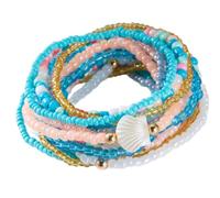 BUBEFSKD Vocación Pulsera De Cuentas con Semillas Múltiples Hebras Impermeable Tejida A Mano Joyería Playa Ajustable Regalos Uso Diario Ropa Casual Joyería Bohemia Impermeable