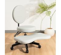 BUBHA - Silla de meditación, con patas cruzadas, con soporte lumbar y altura ajustable, silla de computadora, silla para TDAH, silla de oficina, silla de yoga, silla de rodillas, color gris claro