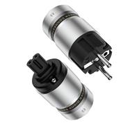 Bubiercaes Enchufe Schuko Hi-End AC 16 A 250 V, enchufe europeo de 2 pines IEC C15, conector de aluminio Hi-Fi, cable de alimentación para audiófilos, 1 par, chapado en rodio