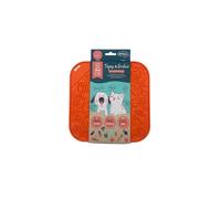 BUBIMEX - Alfombra para lamer 20 x 20 cm, Color Naranja para Perros y Gatos con Ventosa, antiglotón, antiestrés, Silicona sin BPA, Apto para lavavajillas y congelador, Reduce el Mal Aliento
