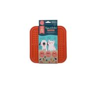 BUBIMEX - Alfombra para lamer 20 x 20 cm, Color Naranja para Perros y Gatos con Ventosa, antiglotón, antiestrés, Silicona sin BPA, Reduce el Mal Aliento, Compatible con lavavajillas y congelador