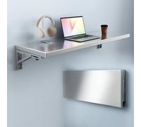 Bubinblau - Escritorio de pared plegable de acero inoxidable 304, mesa flotante plegable montada en la pared, fácil de limpiar para cocina, lavandería, estudio, estación de trabajo, metálico, 40 x 30