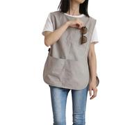 Bubmari Delantal Casulla Unisex Con 4 Bolsillos, Mandil De Trabajo Ajustable, Poliéster Sin Arrugas Para Peluquería, Limpieza Y Supermercado(Khaki gray)