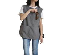 Bubmari Delantal Casulla Unisex Con 4 Bolsillos, Mandil De Trabajo Ajustable, Poliéster Sin Arrugas Para Peluquería, Limpieza Y Supermercado(Dark gray)