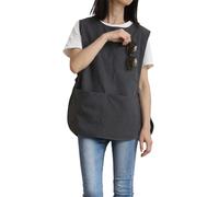 Bubmari Delantal Casulla Unisex Con 4 Bolsillos, Mandil De Trabajo Ajustable, Poliéster Sin Arrugas Para Peluquería, Limpieza Y Supermercado(Black)