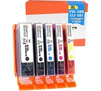 Bubprint 5 Cartuchos de Tinta compatibles con Canon PGI-580 CLI-581 XL