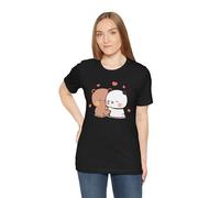 Bubu and Dudu Heart Graphic - Camiseta de manga corta unisex de algodón suave para todas las ocasiones, Negro -, S