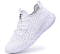 BUBUDENG Zapatillas de Running para Hombre Casual Tenis Asfalto Zapatos Deporte Fitness Gym Correr Gimnasio Deportives Transpirables Seguridad Atlético Trekking Bambas Plataform Sneakers Blanco EU 49