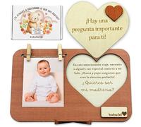 Bubufel ¿Quieres Ser Mi Madrina? | Propuesta padrinos bautizo | Regalo Original de Madrina | Marco de Fotos 24 x 15 cm | Espacio para Nota Personalizada