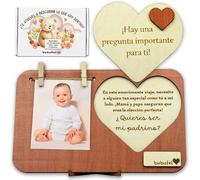 Bubufel® ¿Quieres Ser Mi Padrino? | Propuesta padrinos bautizo | Regalo Original de Padrino | Marco de Fotos 24 x 15 cm con Mensaje Sorpresa | Espacio para Nota Personalizada