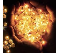 Bubuny 100 Piezas Luces de Globo Redondas LED Globos Luces Blanco Cálido, Mini LED Lámpara para Linternas de Papel, Navidad, Bodas, Cumpleaños, Halloween, Fiestas Decoración