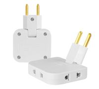 Bubuny 2 Piezas Ladrón Enchufe Plano múltiple de Pared de 3 Tomas, 180º Cabezal Giratorio Ladron Enchufes Plano Viaje de EstáNdar Europeo A EstáNdar Americano para Viajar y Uso Doméstico