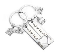 Bubuny Llavero para parejas 2026, 2 Pcs Our First Home, Nuevo Hogar, Regalo de Inauguración de la Casa para Novio, Regalo de Pareja, llavero de amor, Regalos cálidos para el hogar