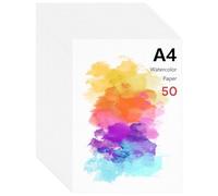Bubuny Papel Acuarela A4 230g, 50 PCS Hojas Papel de Acuarela Algodon Bloc Acuarela para Acuarelas Acrílicos Gouache Pintura Dibujo Obras de Arte DIY Bricolaje