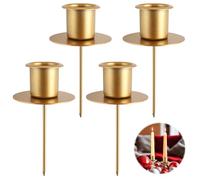 Bubuny Soportes para Velas 4Pcs, Corona de Adviento portavelas, Portavelas de Adviento, candelabro de Metal, portavelas Oro, para Coronas de Adviento con Mandril para Navidad, 9,5 x 2,2 cm