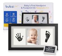 Bubzi Co Kit de tinta para huellas de manos y pies - Marco de recuerdo para recién nacidos para regalos personalizados y decoración de guardería, kit de huellas de manos para niños y niñas (negro