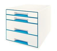 LEITZ 52132036 - Bucs de cajones WOW Desk Cube NUEVA VERSIÓN 4 cajones (2 grandes y 2 pequeños) color azul metalizado/blanco
