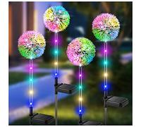 BUCASA Luz Solar Exterior 4 Piezas, Luces Solares LED Exterior Jardin Dandelion con LEDs Que Cambian de Color, Impermeable Lampara Solar Exteriors para Césped Balcón Patio Halloween Decoracion Navidad