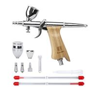 Bucasso Airbrush Kit, Pistola de Aire con 0.3mm/0.5mm/0.8mm Agujas/Boquillas, 3cc/7cc/11cc Vaso de Fluido Reemplazable para Pintar Maquetas Uñas Pastel Tatuaje Maquillaje (W002-B)