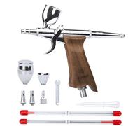 Bucasso Airbrush Kit, Pistola de Aire con 0.3mm/0.5mm/0.8mm Agujas/Boquillas, 3cc/7cc/11cc Vaso de Fluido Reemplazable para Pintar Maquetas Uñas Pastel Tatuaje Maquillaje (W001-W)