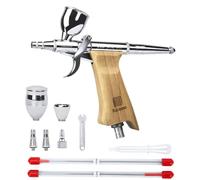 Bucasso Airbrush Kit, Pistola de Aire con 0.3mm/0.5mm/0.8mm Agujas/Boquillas, 3cc/7cc/11cc Vaso de Fluido Reemplazable para Pintar Maquetas Uñas Pastel Tatuaje Maquillaje (W001-B)