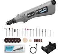 Bucasso Kit de herramienta rotativa de velocidad variable con portabrocas universal 2.0, herramienta rotativa inalámbrica con luz LED, herramienta eléctrica multiusos para lijar, pulir, manualidades