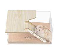 BUCATSTATE Contenedor de baño de arena para hámster con escalera - Caja de arena acrílica para ducha y sala de excavación para ratones Lemming Gerbils Animal pequeño (forma rectangular)