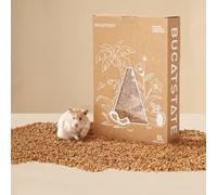 BUCATSTATE Cork Bedding - Ropa de cama natural para hámster con control de olores para hámsteres sirios enanos, jerbos, ratones, sustrato de hámster de bajo polvo con caja escondite de papel (grano 2