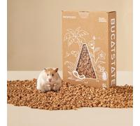 BUCATSTATE Cork Bedding - Ropa de cama natural para hámster con control de olores para hámsteres sirios enanos, jerbos, ratones, sustrato de hámster de bajo polvo con caja escondite de papel (grano 4