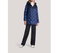 Buccino Plumífero de mujer de largo midi, con acolchado en espiga. Azul marino 42